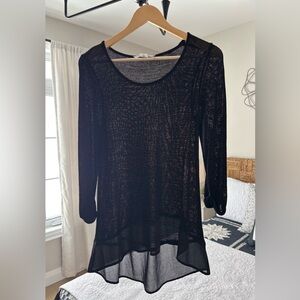 Elegant Black Sheer Women's Top - XS